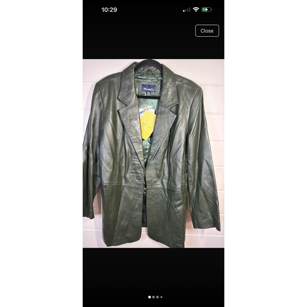 NWT Denim & Co Leather Blazer Jacket Dark Green Women's Size 1X Green Lined